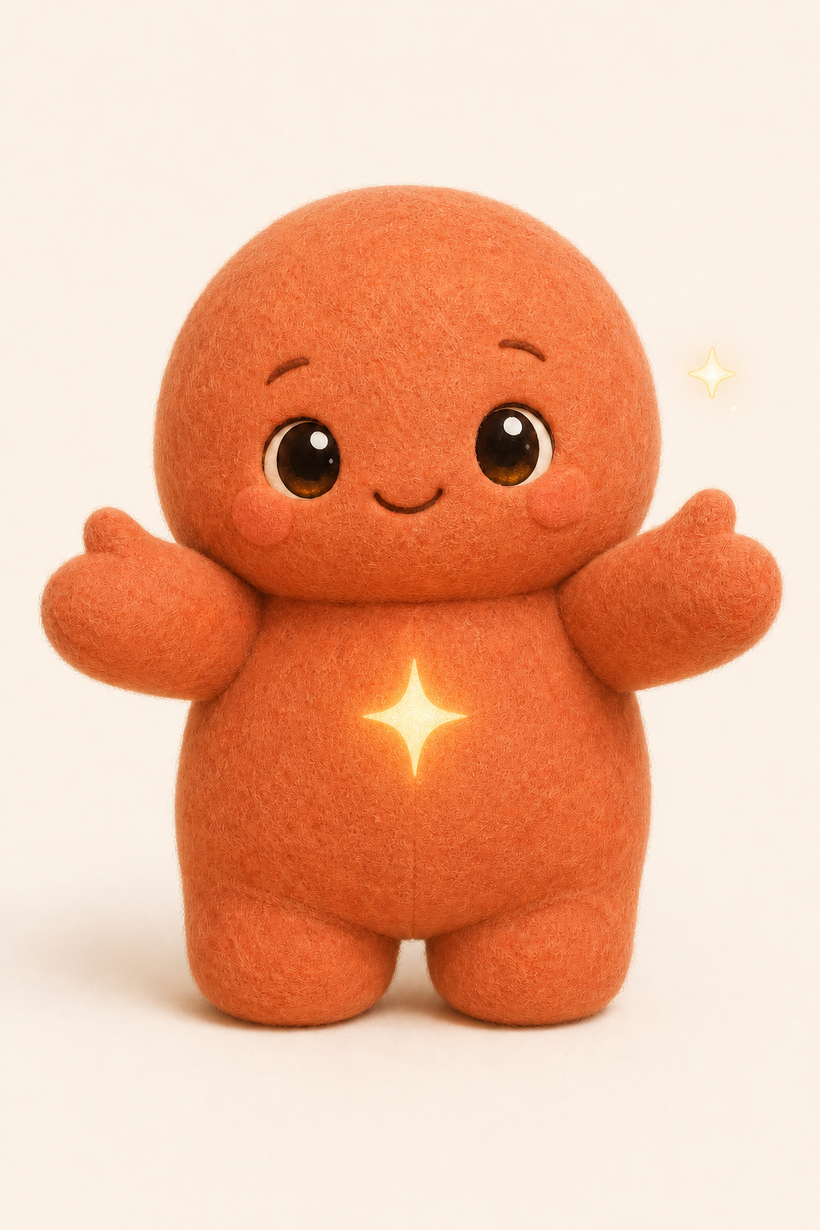 The coral plush co-pilot, the friendly AI sidekick for Build, Actually